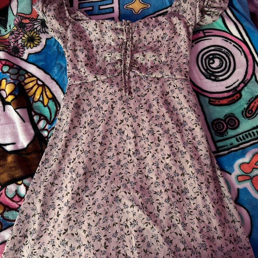 Cute floral print summer dress peplum top